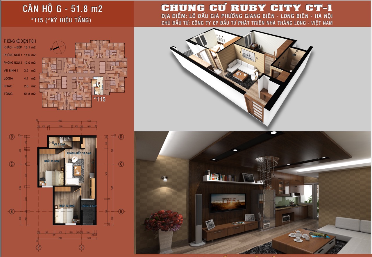 Căn Hộ Chung Cư Ruby City C-T1 57.3m2 - Ảnh 2